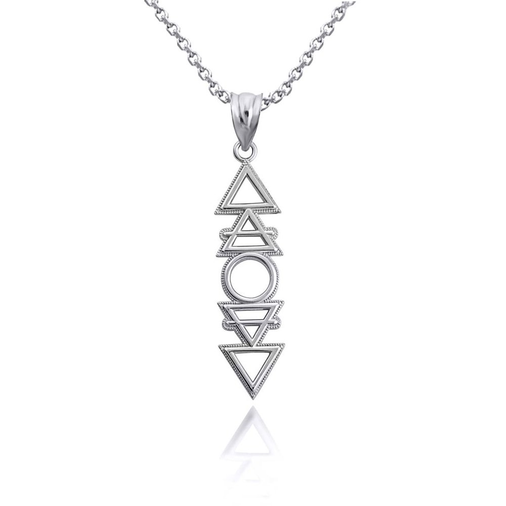 925 Sterling Silver 4 Elements Earth, Air, Water, Fire Symbols Pendant Necklace
